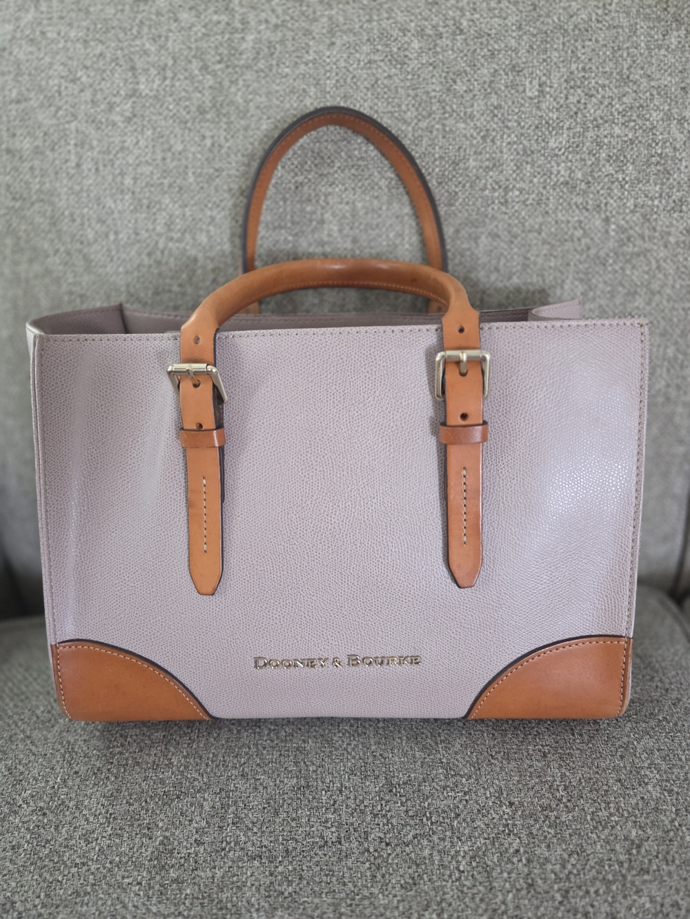 Dooney & Bourke Taupe and Tan Leather Satchel